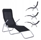 Leżaki ogrodowe - Leżak plażowy ogrodowy składany fotel grawitacyjny - Czarny - miniaturka - grafika 1