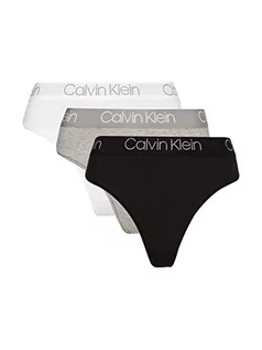 Majtki damskie - Calvin Klein Stringi z wysokim stanem 3 szt Majtki stringi Kobiety, Czarny/biały/szary wrzosowy, M - grafika 1