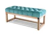 Ławki do przedpokoju - Ławka na buty 200cm EMRAWOOD drewno lite kolor naturalny siedzisko pikowane kolor miętowy - miniaturka - grafika 1