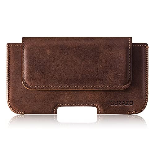 SURAZO Premium 100% skóra naturalna pokrowiec na pasek do Samsung Galaxy S20 FE etui skórzane – pozioma kabura etui ochronne [pełna skóra etui na telefon komórkowy] pokrowiec na pasek Case Cover