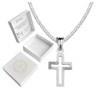 Bransoletki - Srebrny komplet z KRZYŻYKIEM frezowany PANCERKA 92 - miniaturka - grafika 1