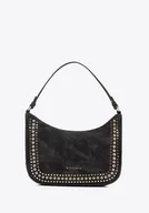 Torebki damskie - Damska torebka na ramię z ozdobnymi dżetami czarna - miniaturka - grafika 1