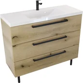 Szafki łazienkowe - Szafka z umywalką ATHOS stojąca 100 cm - Uchwyt Czarny Mat - miniaturka - grafika 1