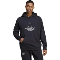 Bluzy męskie - adidas Męska bluza z kapturem z motywem francuskiego frotte, Czarny, M - miniaturka - grafika 1