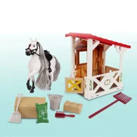 Figurki dla dzieci - Koń w stajence wraz z akcesoriami do pielęgnacji konika, piękna długa grzywa, urocza stajenka, wspaniały przyjaciel - miniaturka - grafika 1
