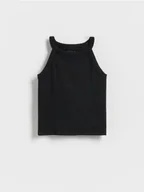 Koszulki dla dziewczynek - Reserved - Bawełniany top - czarny - miniaturka - grafika 1