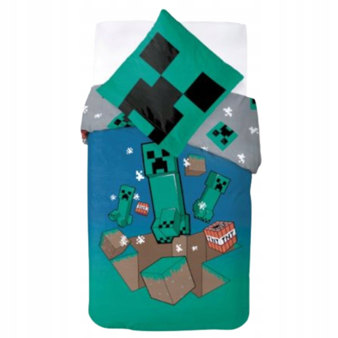 Pościel Minecraft Creeper Tnt 135x200 80x80 Licencyjna dla Dziecka Gracza