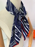 Apaszki i szaliki damskie - SZAL SZALIK jedwab Apaszka chusta granatowa konie - miniaturka - grafika 1