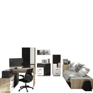 Zestawy mebli dla dzieci - Zestaw Mebli Dziecięco-Młodzieżowych 4 Pax MebloCross Dąb Endgrain / Biały / Granada Migdał - miniaturka - grafika 1