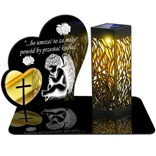 ZNICZ SOLARNY LED WIECZNY PODSTAWKA NA CMENTARZ GRÓB lampka Serce 3D - Lampiony i znicze - miniaturka - grafika 1