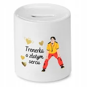 Skarbonki - DLA TRENERA PREZENT SKARBONKA O ZŁOTYM SERCU z Nadrukiem ze Zdjęciem z Nadr + Opakowanie na prezent (wzór 04) - miniaturka - grafika 1