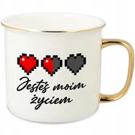 Kubki - KUBEK UCHO RANT ZŁOTY PORCELANOWY RETRO 280ML PREZENT DLA DZIEWCZYNY WZORY - miniaturka - grafika 1