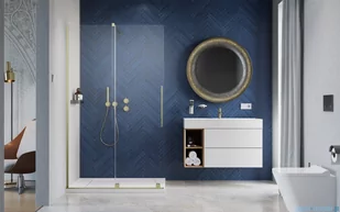 Radaway Furo Brushed Gold kabina Walk-in 130x200cm lewa szczotkowane złoto 10106688-99-01L/10110644-01-01 - Kabiny prysznicowe - miniaturka - grafika 3