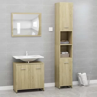 vidaXL vidaXL 3-częściowy zestaw mebli łazienkowych, dąb sonoma, płyta 8720286166208 - Meble łazienkowe - miniaturka - grafika 1