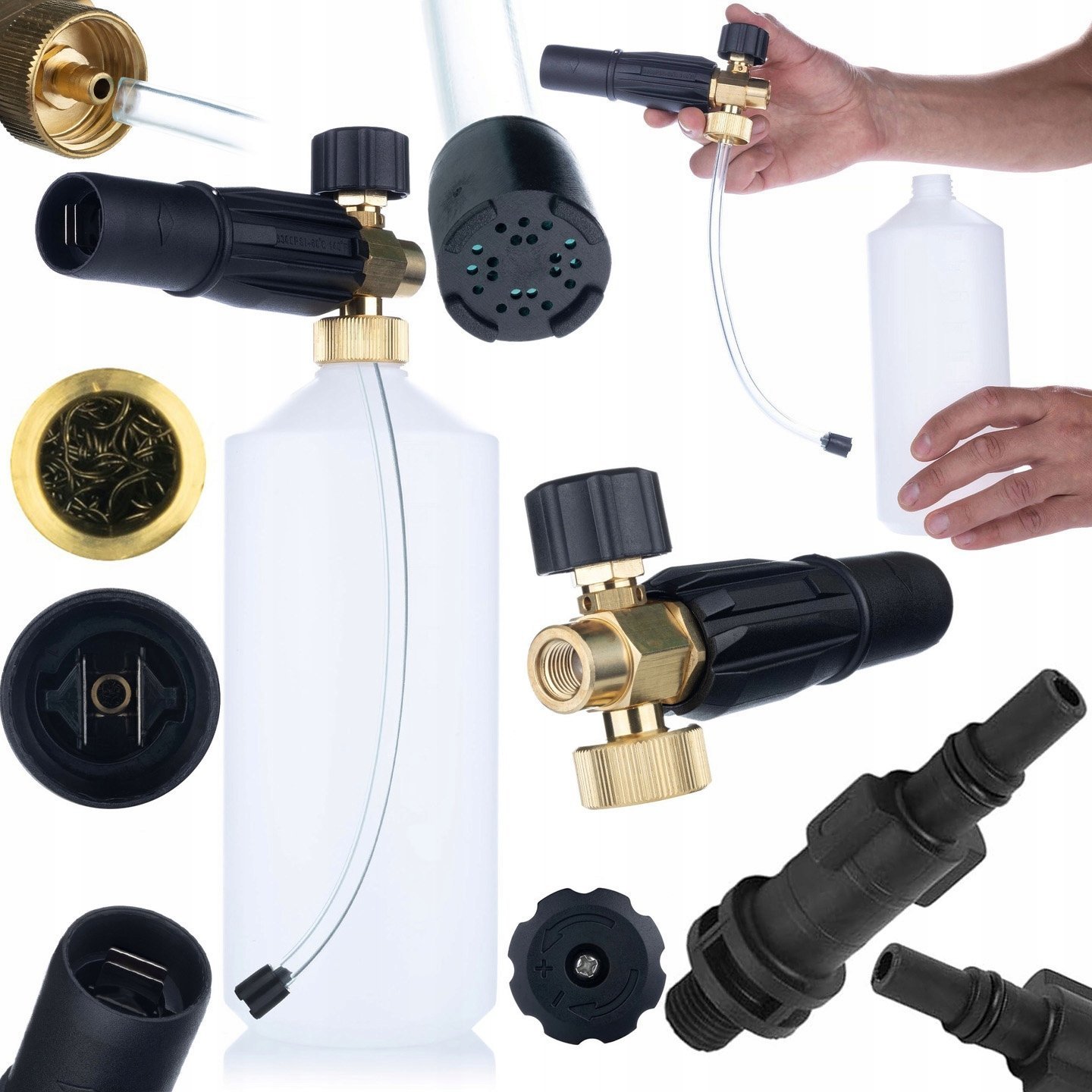 Rosfix Rosfix Pianownica S0401 1000ml do myjki ciśnieniowej G1/4F, dysza 1,23mm + Adapter / przejściówka do myjki ciśnieniowej Black&Decker na G1/4