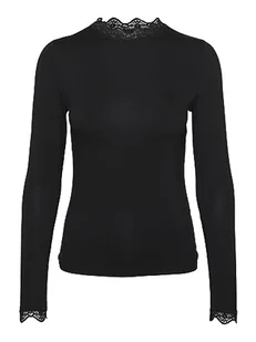 VERO MODA Bluzka damska VMROSA LS Highneck Top JRS NOOS, czarny, XS - Bluzki damskie - miniaturka - grafika 1