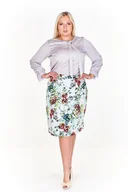 Spódnice - Spódnica FSP641 ekri + miętowy KWIATY - Fokus - miniaturka - grafika 1