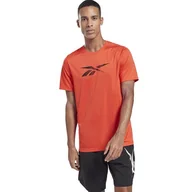 Koszulki męskie - Koszulka męska Reebok GJ0896 WOR POLY GRAPHIC SS Pomarańczowa - miniaturka - grafika 1