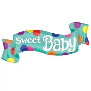 Amscan Balon foliowy "Wstążka - Sweet Baby", 15" SHP 35197 - Baby shower i roczek - miniaturka - grafika 1