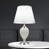 Lampy stojące - ORION Lampa stołowa Ovum, biały/chrom, wysokość 48 cm, ceramika/chintz - miniaturka - grafika 1