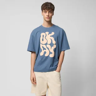 Męski t-shirt oversize z nadrukiem Outhorn OTHWSS24TTSHM1508 - niebieski - Koszulki męskie - miniaturka - grafika 1