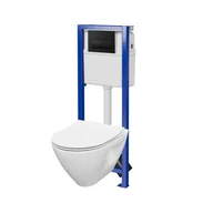 Stelaże i zestawy podtynkowe do WC - Cersanit Mille Plus SET B963 Zestaw Toaleta WC bez kołnierza + deska wolnoopadająca + stelaż podtynkowy WC Economy + przycisk WC S701-735 - odbiór osobisty: Kraków, Warszawa - miniaturka - grafika 1
