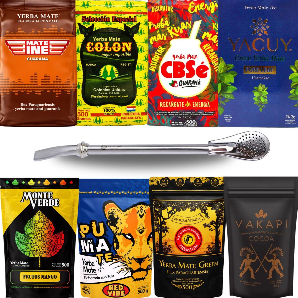 Zestaw Najlepszych Yerba Mate CBSe Guarana 8x500g Energy Bombilla! 4Kg