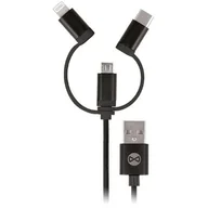 Kable USB - FOREVER FOREVER USB micro-USB/Lightning/USB-C 1M czarny - miniaturka - grafika 1