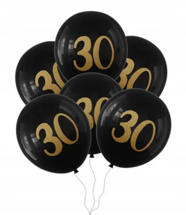 Zestaw balonów balon 30 URODZINY czarne 6szt - Balony i akcesoria - miniaturka - grafika 1