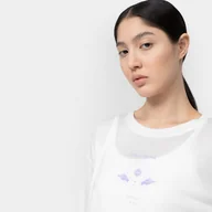 Koszulki sportowe damskie - Damski t-shirt crop top do jogi 4F 4FSS22TFTSF271 - biały - miniaturka - grafika 1