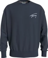 Bluzy męskie - Tommy Hilfiger Bluza Męska Tjm Tommy Signature Crew Navy Dm0Dm15206 C87 L - miniaturka - grafika 1