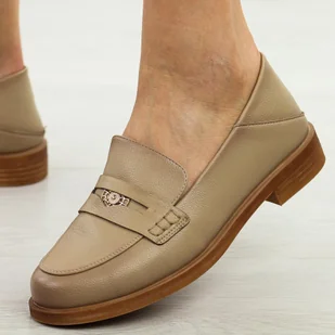 Beżowe skórzane mokasyny damskie Vinceza 18100 - Mokasyny damskie - miniaturka - grafika 1