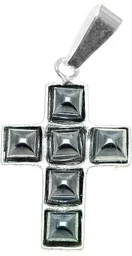 Srebrny krzyżyk z hematytem - Biżuteria religijna - miniaturka - grafika 1
