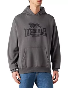 Lonsdale Męska bluza z kapturem Kilnsey, szary/czarny, S - Bluzy męskie - miniaturka - grafika 1