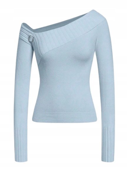 Shein sweter niebieski z długim rękawem damski gładki 36 1BE
