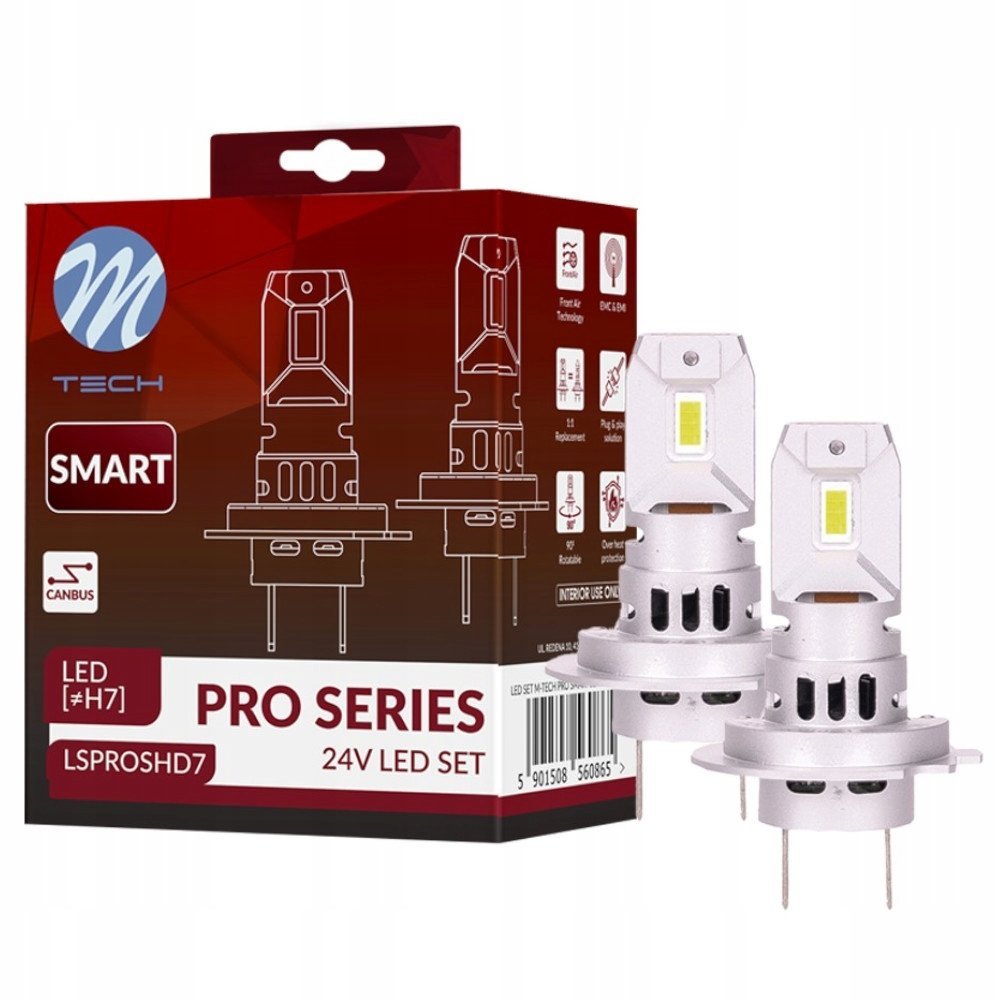 Żarówki H7 Led 24v Canbus Pro Smart Tir Heavy Duty Plug & Play 1:1 Mocne