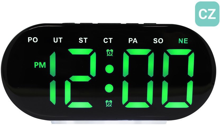 JVD Zegar sieciowy LED SB8035.1 cyfry 5 cm, termometr, budzik, wersja czeska