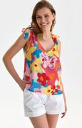 Bluzki damskie - Printowana bluzka bez rękawów w kolorowe kwiaty DKE0006, Kolor różowo-żółty, Rozmiar 34, Top Secret - Primodo.com - miniaturka - grafika 1