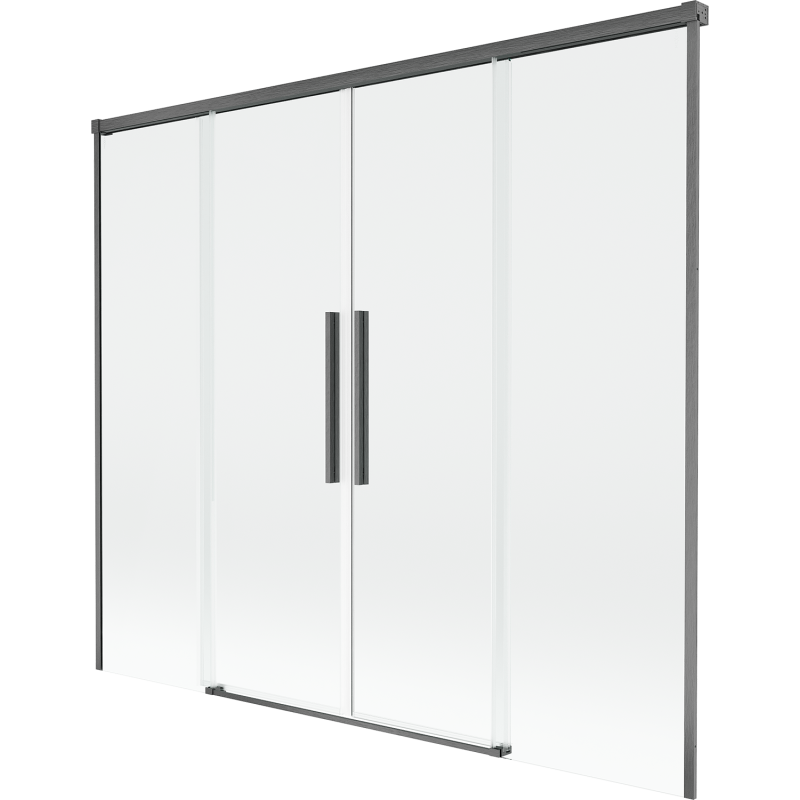 Mexen Rox parawan nawannowy 2-skrzydłowy rozsuwany 190 x 150 cm, transparent, gun gray szczotkowany - 8C9-190-002-66-00