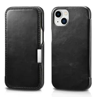 Etui i futerały do telefonów - ICARER Etui Metal Clip Vintage Folio do iPhone 13 mini czarny - miniaturka - grafika 1