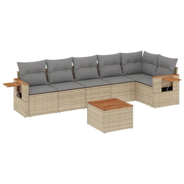 Beżowy zestaw wypoczynkowy z rattanu PE, wymiary: 62x62x69 cm, 55x62x69 cm