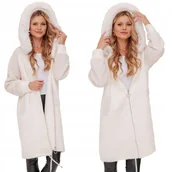 Płaszcze damskie - DŁUGA CIEPŁA ALPAKA Z BARANKIEM PŁASZCZ Z WEŁNĄ CIEPŁY ALPAKI Z KAPTUREM - miniaturka - grafika 1