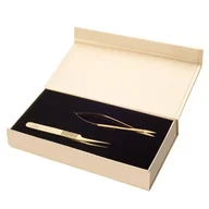 Sztuczne rzęsy i akcesoria - ACTIVESHOP SOFI LASHES ZESTAW NOŻYCZKI I PĘSETA PROSTA TITANIUM GOLD - miniaturka - grafika 1