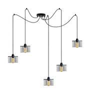 Lampy sufitowe - Pięcioramienna lampa wisząca pająk GALO LOFT L5 z regulacją czarny, biały null - miniaturka - grafika 1