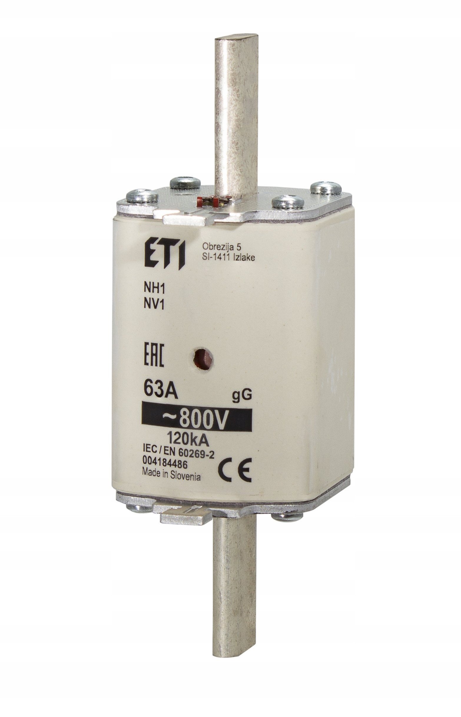 Wkładka bezpiecznikowa NH1 125A GG 800V kombi Eti Polam 004184489 zwłoczna