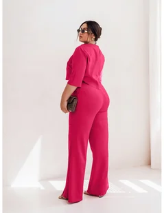 Elegancki komplet PLUS SIZE ze spodniami JASIRA - fuksjowy - Komplety damskie - miniaturka - grafika 1