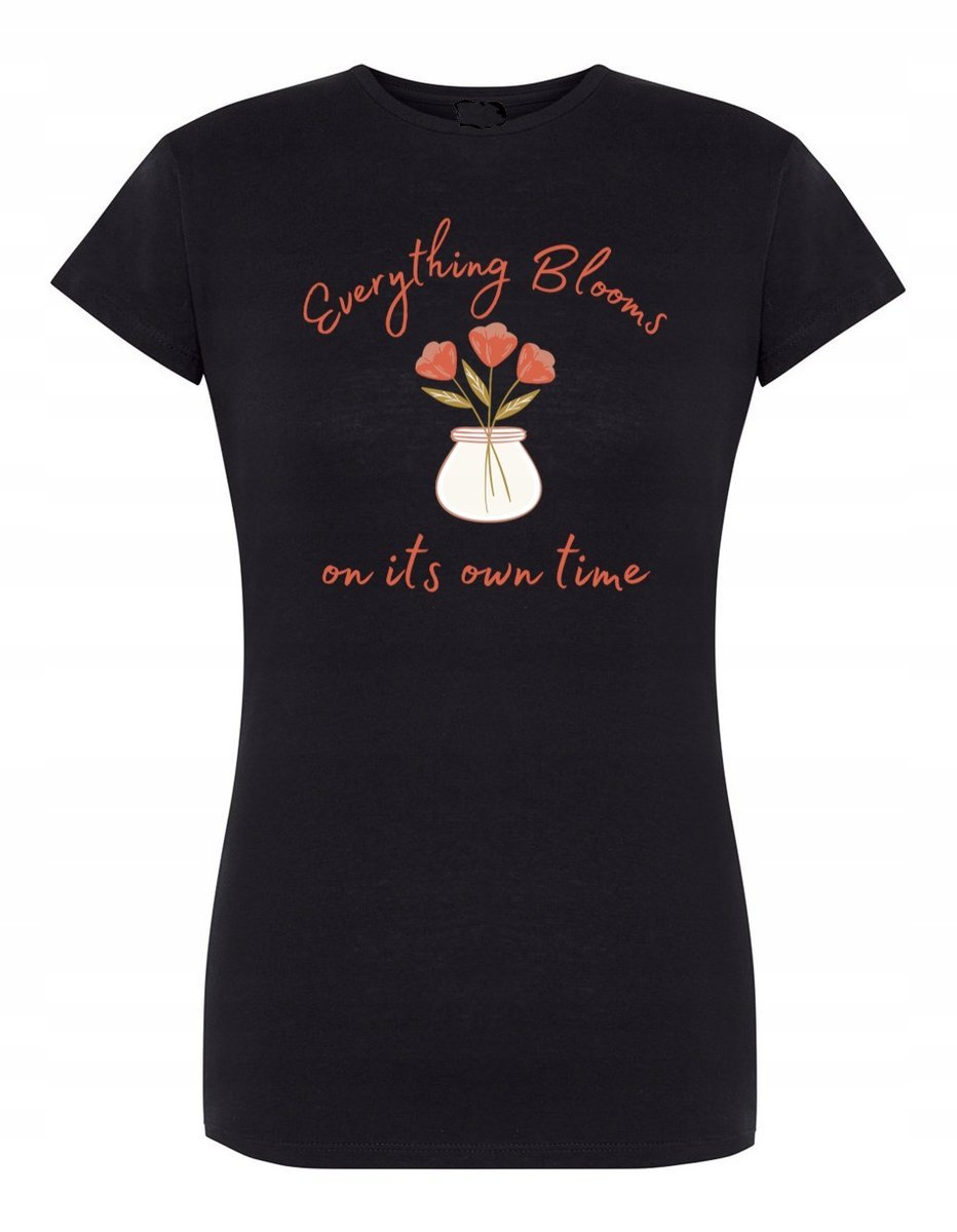 T-Shirt damski fajny nadruk KWIATY KWIATKI r.L