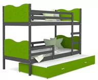 Łóżka dla dzieci i młodzieży - Łóżko piętrowe 190x80 szary zielony  MAX 3-osobowe - miniaturka - grafika 1