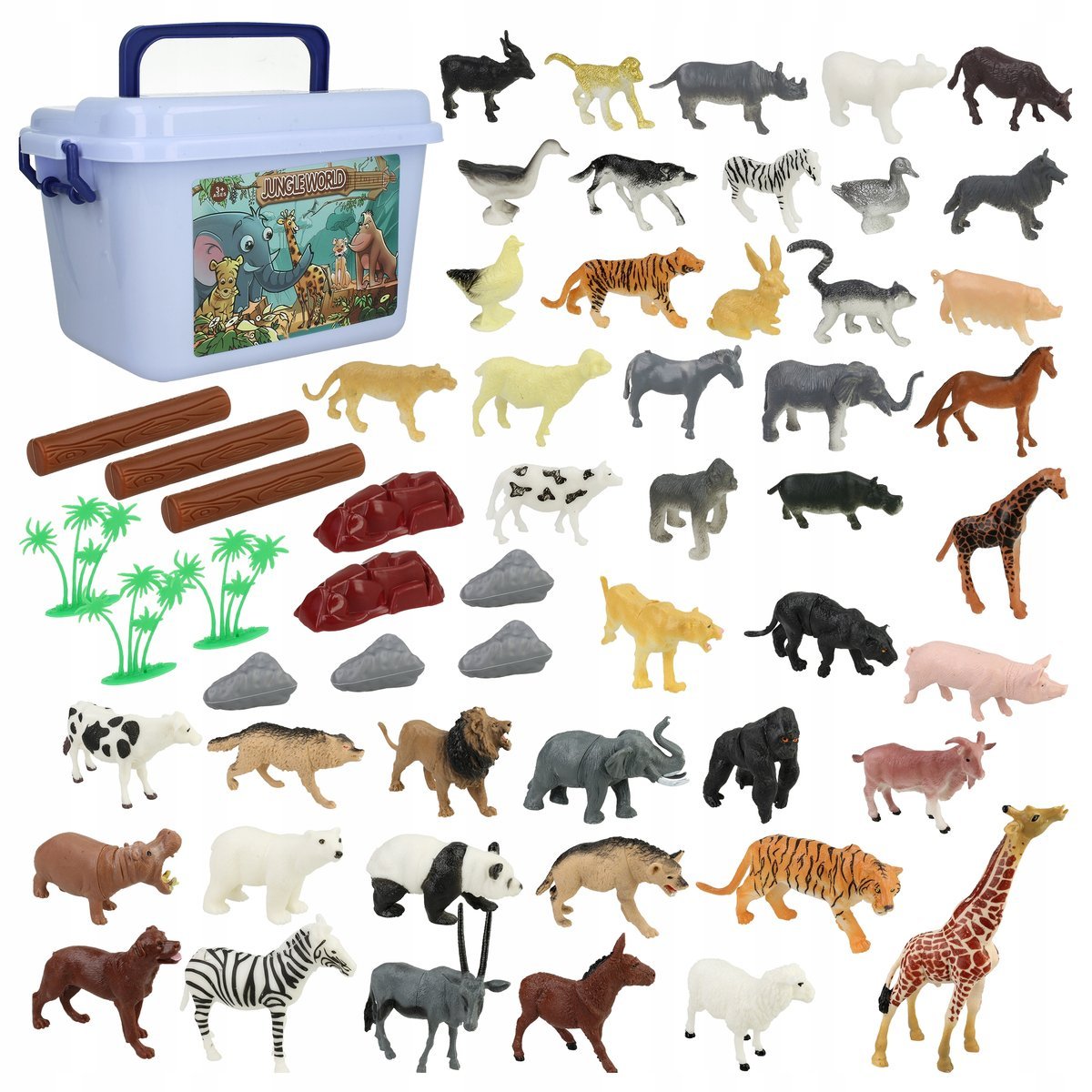 Figurki Zwierząt Zwierzęta Domowe Dzikie Mini ZOO Zabawki Zestaw 58 el. XXL