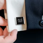 Spinki do mankietów i krawatów - Ślubne spinki do mankietów z inicjałami i datą na ślub dla Pan Młodego - miniaturka - grafika 1